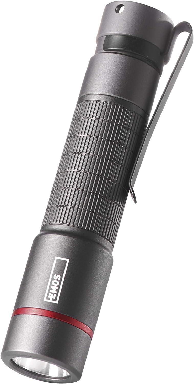 EMOS Super heldere mini-zaklamp, waterbestendige IP65 CREE-LED-pen, 170 lm metalen zaklamp met 100 m lichtbreedte, stalen clip P3160 zwart