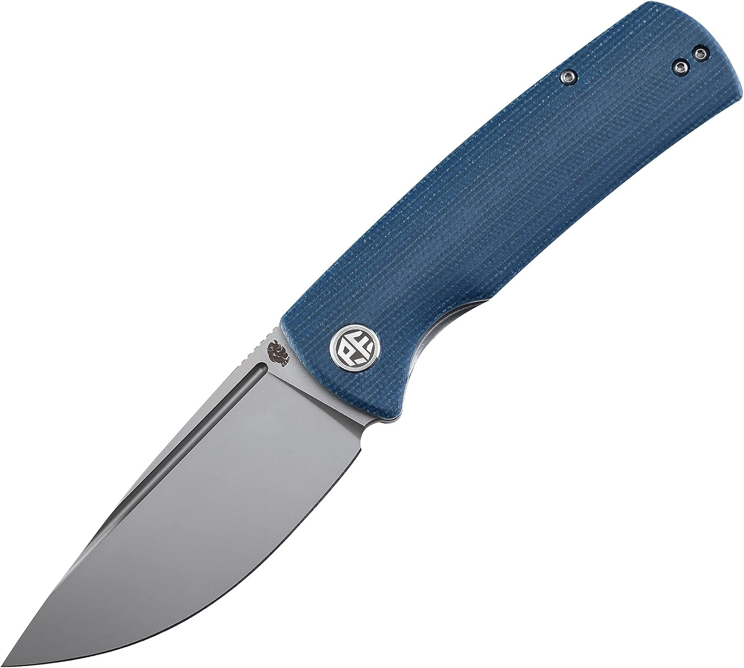 Petrified fish PFP01 Beluga Vouwmes 3.62 inch K110 Staal Blade Micarta Handvat Vouwen Zakmes voor Camping Outdoor EDC (Blue Sandblasting)